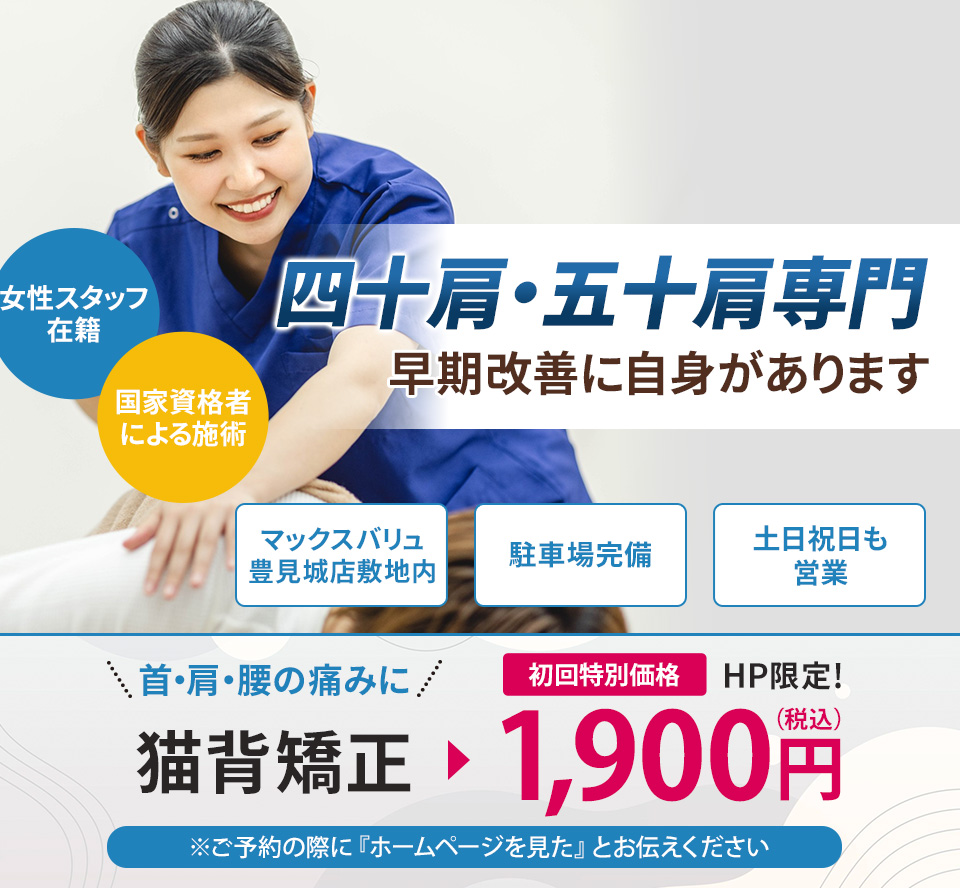 四十肩・五十肩専門の施術 早期改善に自信があります