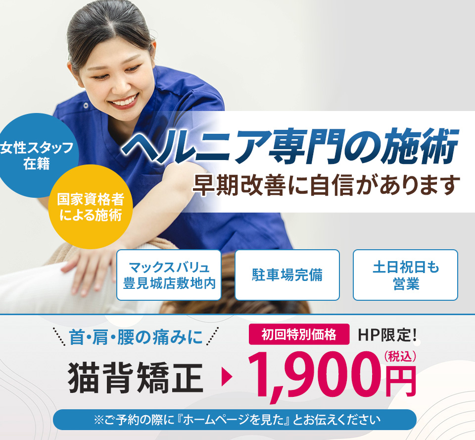 ヘルニア専門の施術 早期改善に自信があります